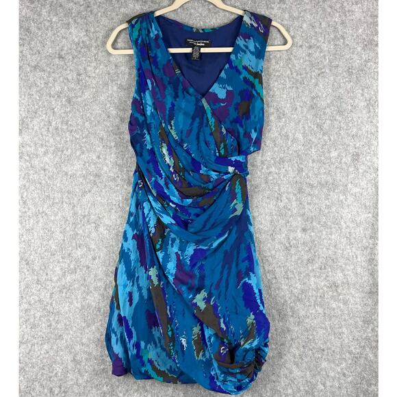 Diane Von Furstenberg Dresses & Skirts - Diane Von Furstenberg Silk Dress Womens 2 Blue Faux Wrap Drapey Neiman DVF Y2K
